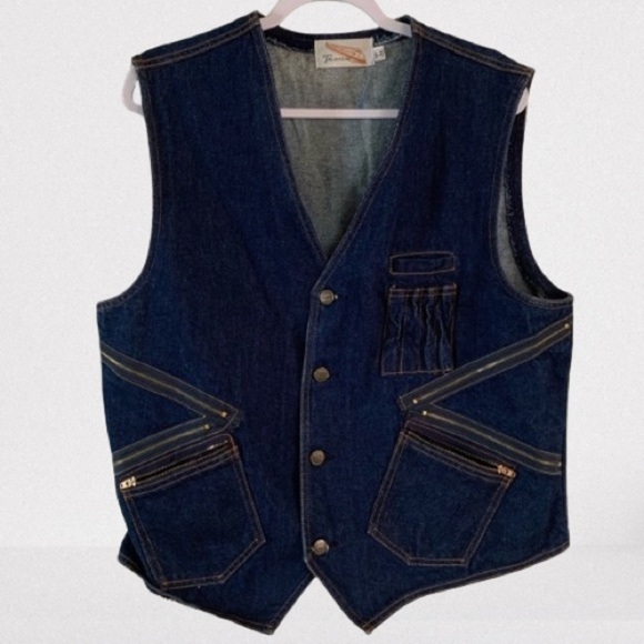 Vintage Y2K 1999 Embroidered Sturgis Biker Denim Vest Size Large - Picture 1 of 6